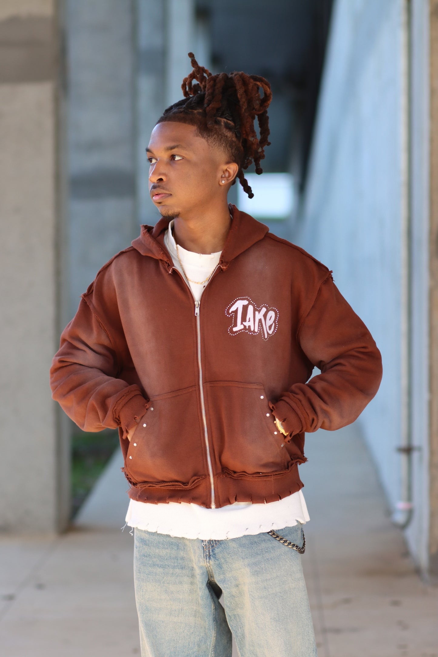 1take Distressed Hoodie (Brown)