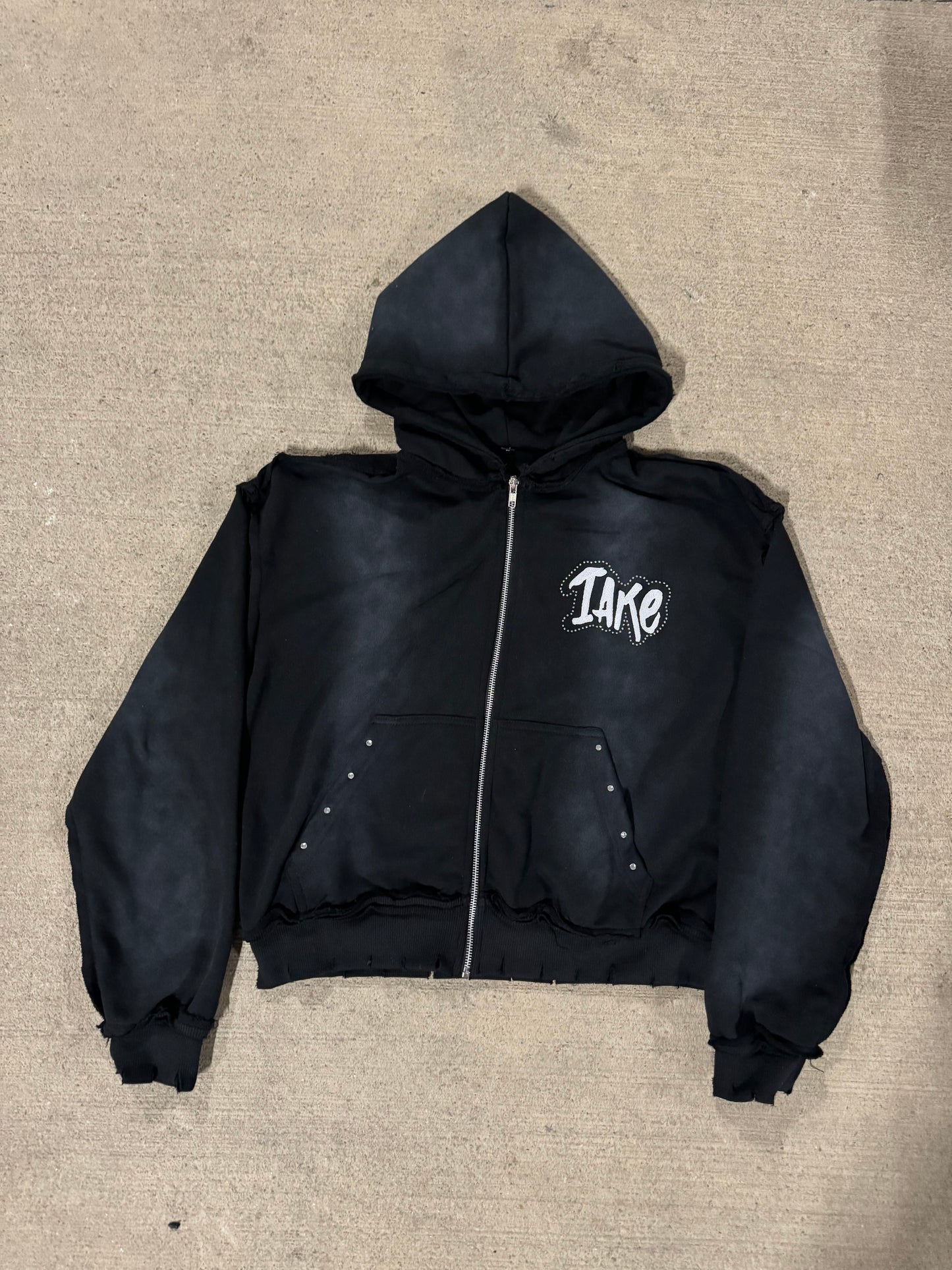 1take Distressed Hoodie (Black)