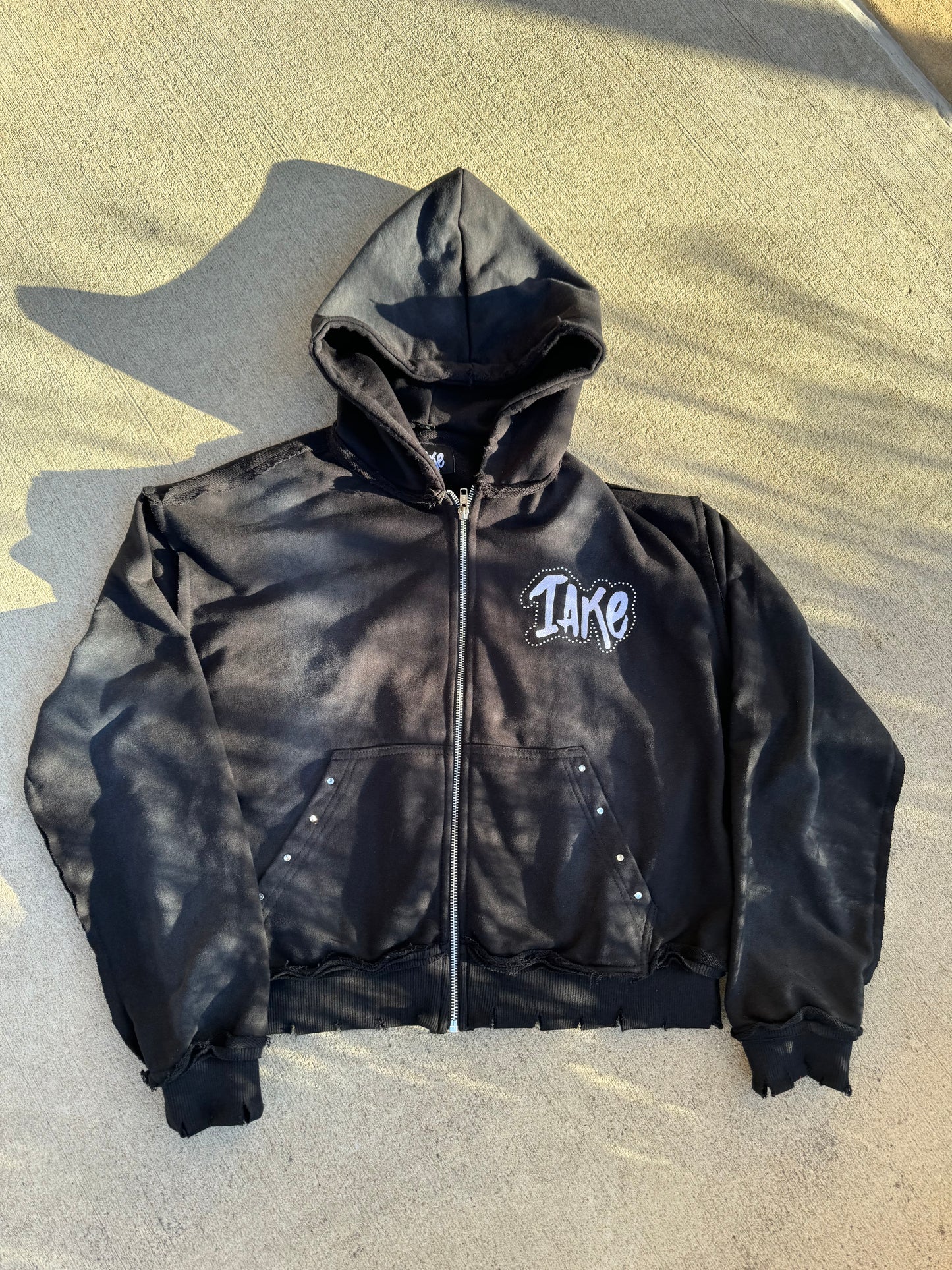 1take Distressed Hoodie (Black)